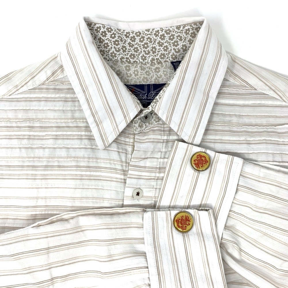 English Laundry‎ Hand Sewn Beige Long Sleeve Button Up Men's Shirt Size L